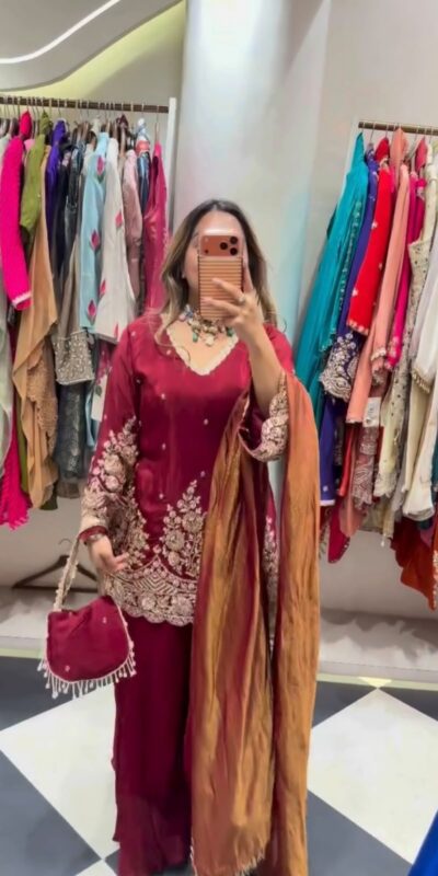 ZSR 3186 Maroon French Crep Silk Salwar Suit Perfect for Wedding, Party, Engagement, Baisakhi, Pongal – . Special Price ₹2249. Delivery 4-6 Working Days | Jump Suits, Straight Suits, Casual Suits, Creative suits, Designer Suits, Palazzo Suits, Party Wear Suits, Patiala Suits, Salwar suit