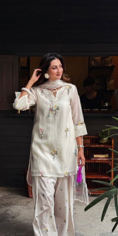 AD 246 White Mul Chanderi Salwar Suit with Embroidery Work & Sequins Work. Festive Deal ₹2899. Delivery 4-6 Working Days. Shop nowp | Jump Suits, Straight Suits, Casual Suits, Creative suits, Designer Suits, Palazzo Suits, Party Wear Suits, Patiala Suits, Salwar suit