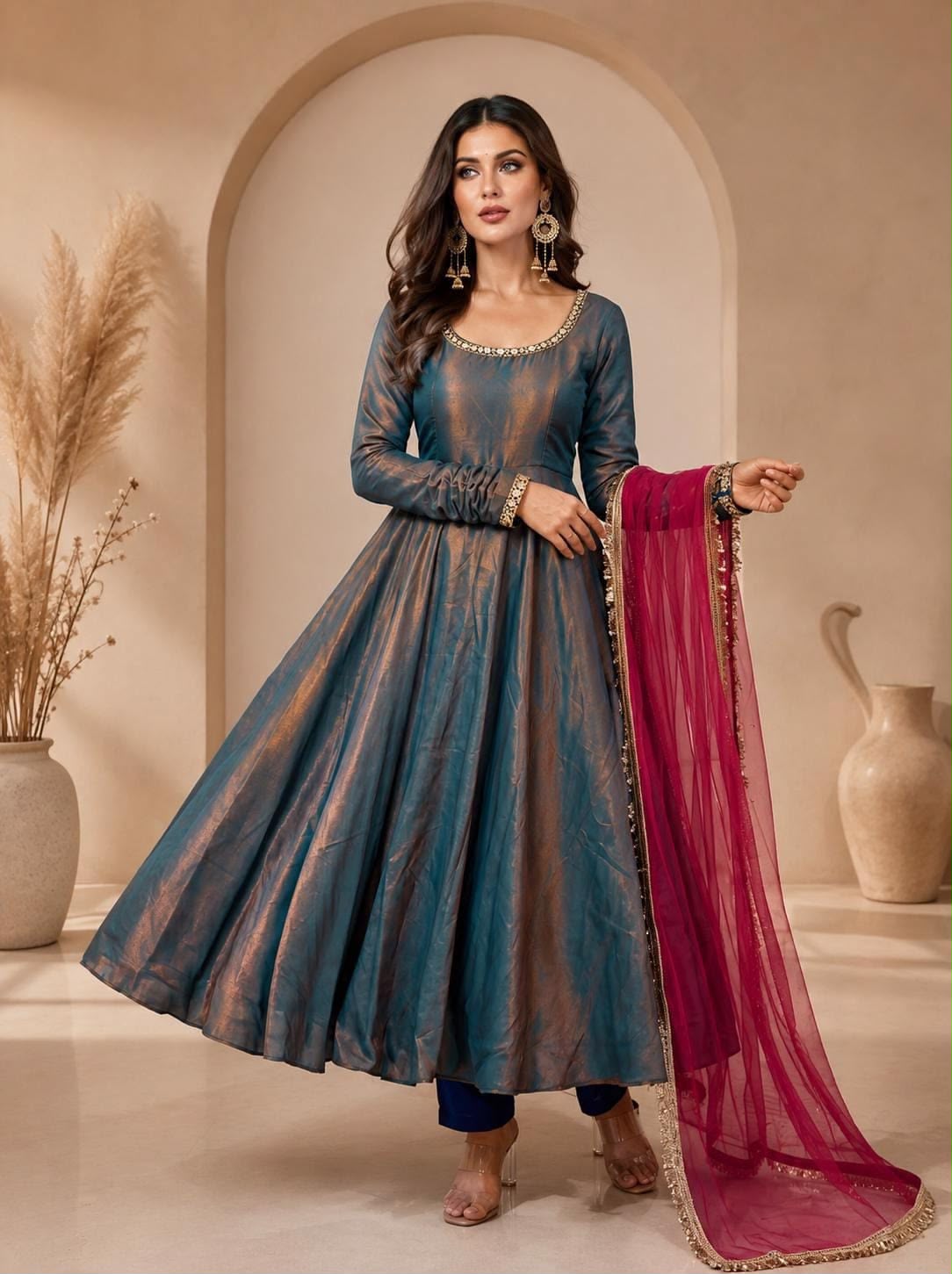 ZD 1002 Teal Fendy Silk Gown with Embroidery Work & Sequins Work. Special Price ₹2199. Delivery 4-6 Working Days. Shop now. | Bollywood Gowns, Creative Gowns, Designer Gowns, Embroidered Gowns, Gowns, Party Wear Gowns