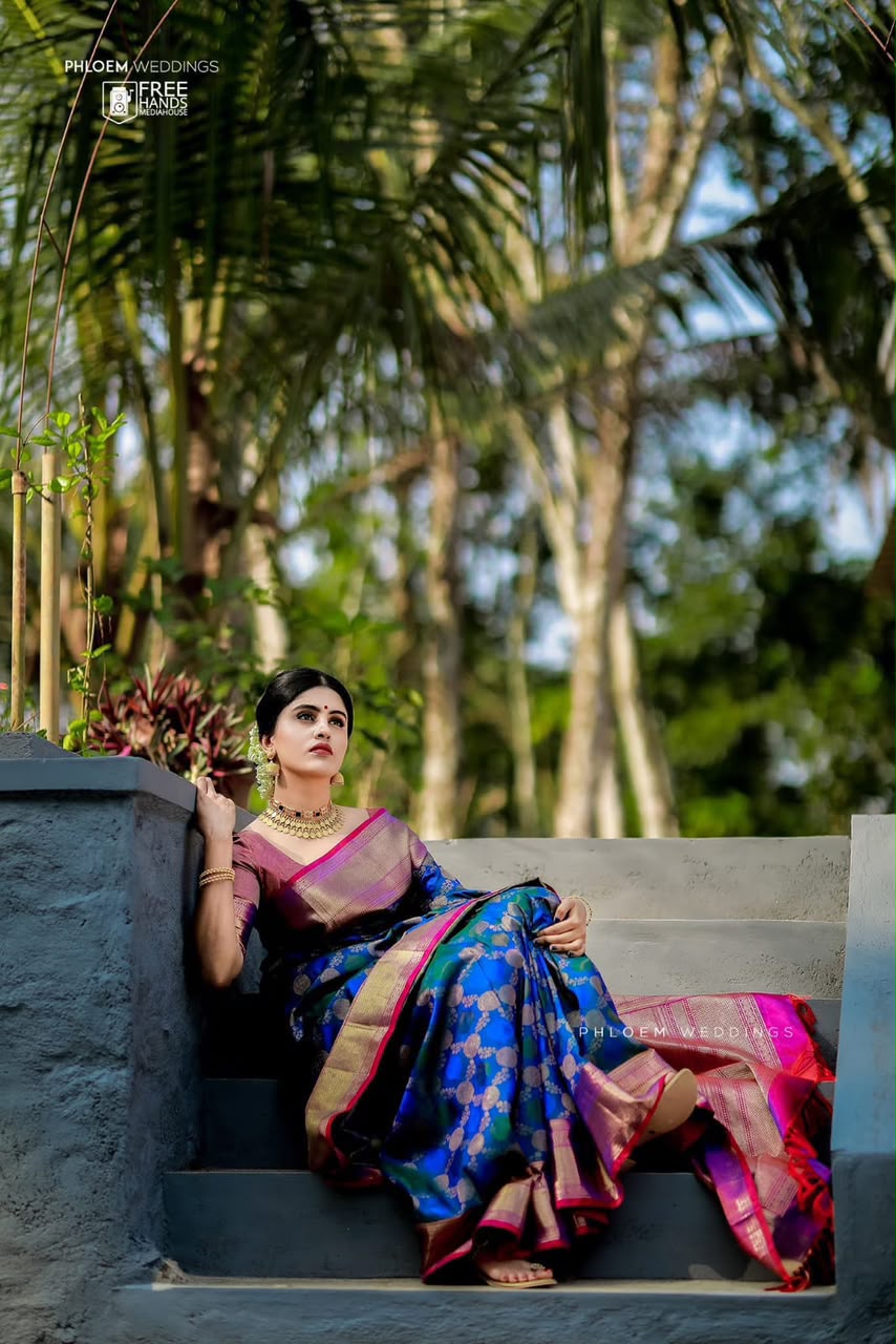 KPR 113 Royal Blue Soft Lichi Silk Saree with Lace Work & Lace Border. Introductory Price ₹1649. Delivery 4-6 Working Days. Shop now. | Bollywood Sarees, Creative Sarees, Designer Sarees, Embroidered Sarees, Ethnic Saree, Modern Digital sarees, Party Wear Sarees, Sarees