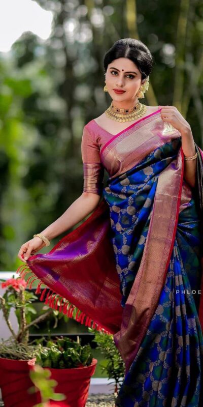 KPR 113 Royal Blue Soft Lichi Silk Saree with Lace Work & Lace Border. Introductory Price ₹1649. Delivery 4-6 Working Days. Shop now. | Bollywood Sarees, Creative Sarees, Designer Sarees, Embroidered Sarees, Ethnic Saree, Modern Digital sarees, Party Wear Sarees, Sarees
