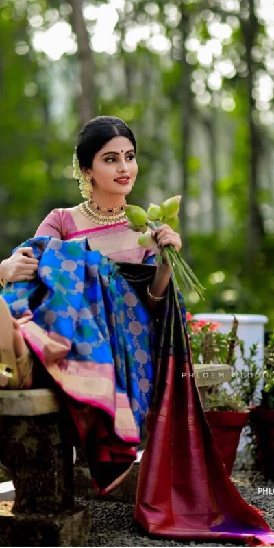 KPR 113 Royal Blue Soft Lichi Silk Saree with Lace Work & Lace Border. Introductory Price ₹1649. Delivery 4-6 Working Days. Shop now. | Bollywood Sarees, Creative Sarees, Designer Sarees, Embroidered Sarees, Ethnic Saree, Modern Digital sarees, Party Wear Sarees, Sarees
