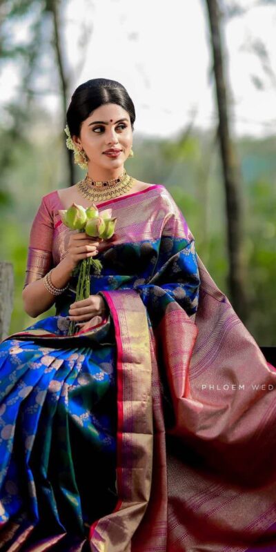 KPR 113 Royal Blue Soft Lichi Silk Saree with Lace Work & Lace Border. Introductory Price ₹1649. Delivery 4-6 Working Days. Shop now. | Bollywood Sarees, Creative Sarees, Designer Sarees, Embroidered Sarees, Ethnic Saree, Modern Digital sarees, Party Wear Sarees, Sarees