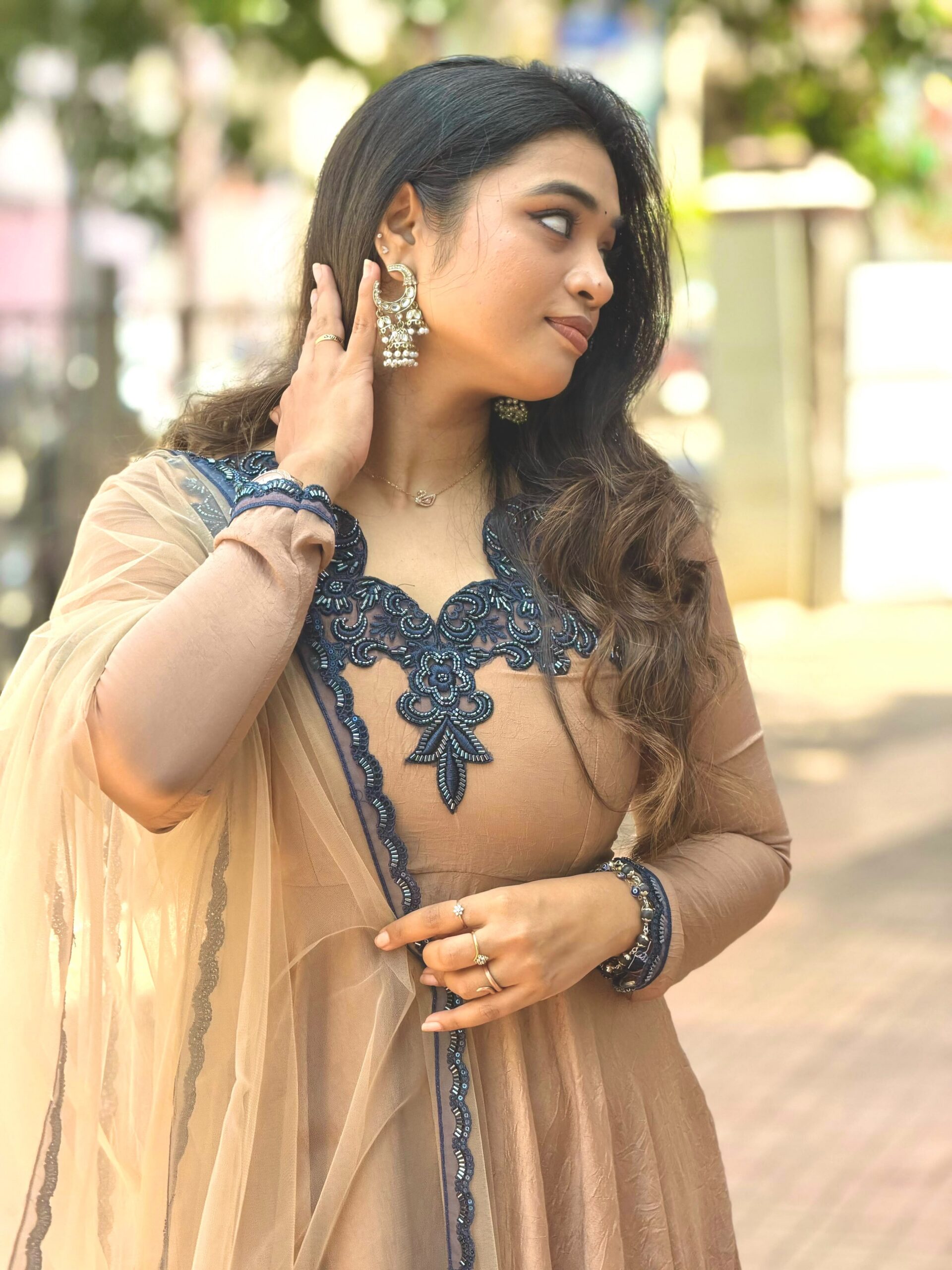 JF 058 Chiku Doremon Crush Gown with Lace Work & Mirror Work. Exclusive Offer ₹2399. Delivery 4-6 Working Days. Shop now. | Bollywood Gowns, Creative Gowns, Designer Gowns, Embroidered Gowns, Gowns, Party Wear Gowns