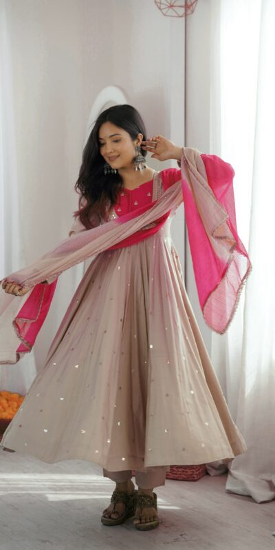 ZF 5023 White Roman Silk Gown with Mirror Work & Embroidery Work. Special Price ₹2099. Delivery 4-6 Working Days. Shop now. | Bollywood Gowns, Creative Gowns, Designer Gowns, Embroidered Gowns, Gowns, Party Wear Gowns