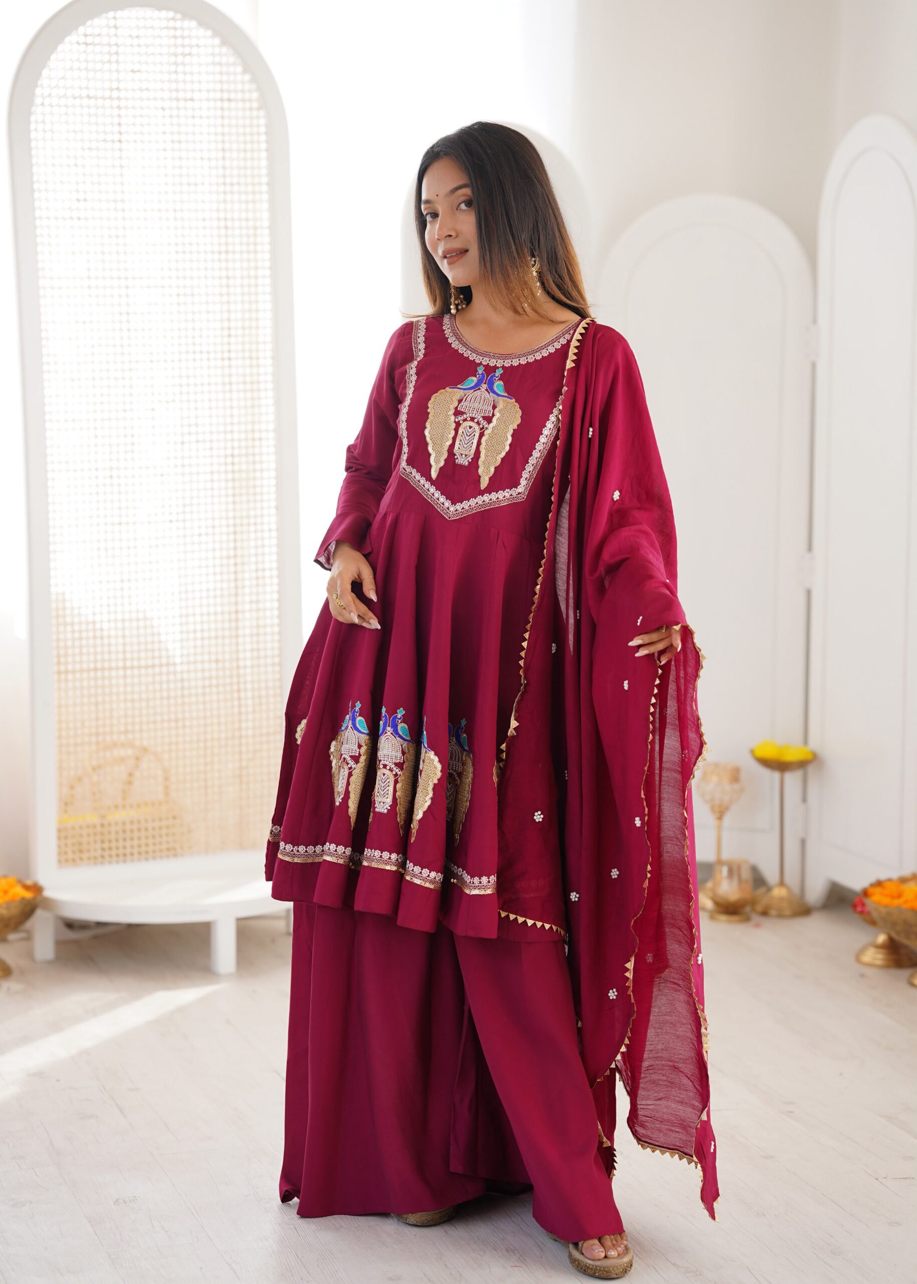 NSR 916 Maroon Roman Silk Salwar Suit with Sequins Work & Embroidery Work. Available at ₹2399 only. Delivery 4-6 Working Days. Shop now. | Jump Suits, Straight Suits, Casual Suits, Creative suits, Designer Suits, Palazzo Suits, Party Wear Suits, Patiala Suits, Salwar suit