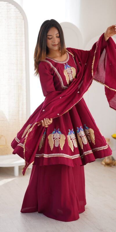 NSR 916 Maroon Roman Silk Salwar Suit with Sequins Work & Embroidery Work. Available at ₹2399 only. Delivery 4-6 Working Days. Shop now. | Jump Suits, Straight Suits, Casual Suits, Creative suits, Designer Suits, Palazzo Suits, Party Wear Suits, Patiala Suits, Salwar suit