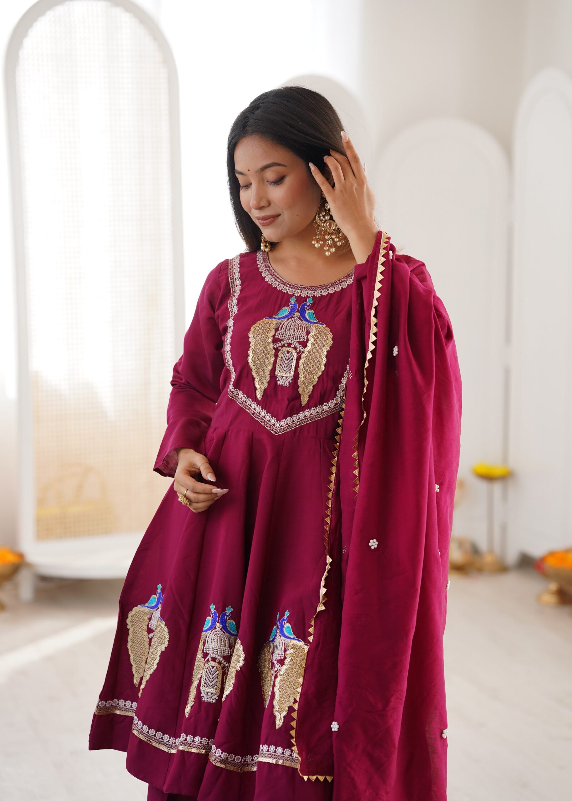 NSR 916 Maroon Roman Silk Salwar Suit with Sequins Work & Embroidery Work. Available at ₹2399 only. Delivery 4-6 Working Days. Shop now. | Jump Suits, Straight Suits, Casual Suits, Creative suits, Designer Suits, Palazzo Suits, Party Wear Suits, Patiala Suits, Salwar suit