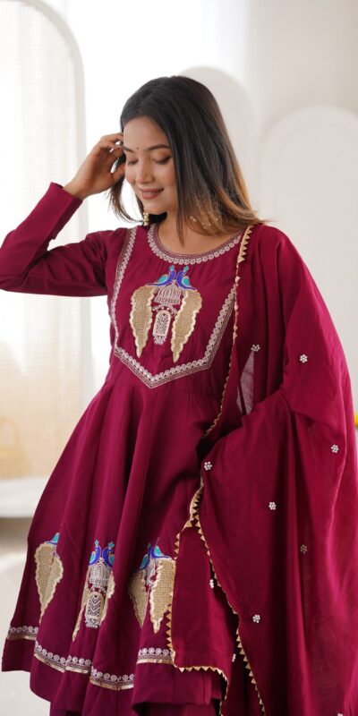NSR 916 Maroon Roman Silk Salwar Suit with Sequins Work & Embroidery Work. Available at ₹2399 only. Delivery 4-6 Working Days. Shop now. | Jump Suits, Straight Suits, Casual Suits, Creative suits, Designer Suits, Palazzo Suits, Party Wear Suits, Patiala Suits, Salwar suit
