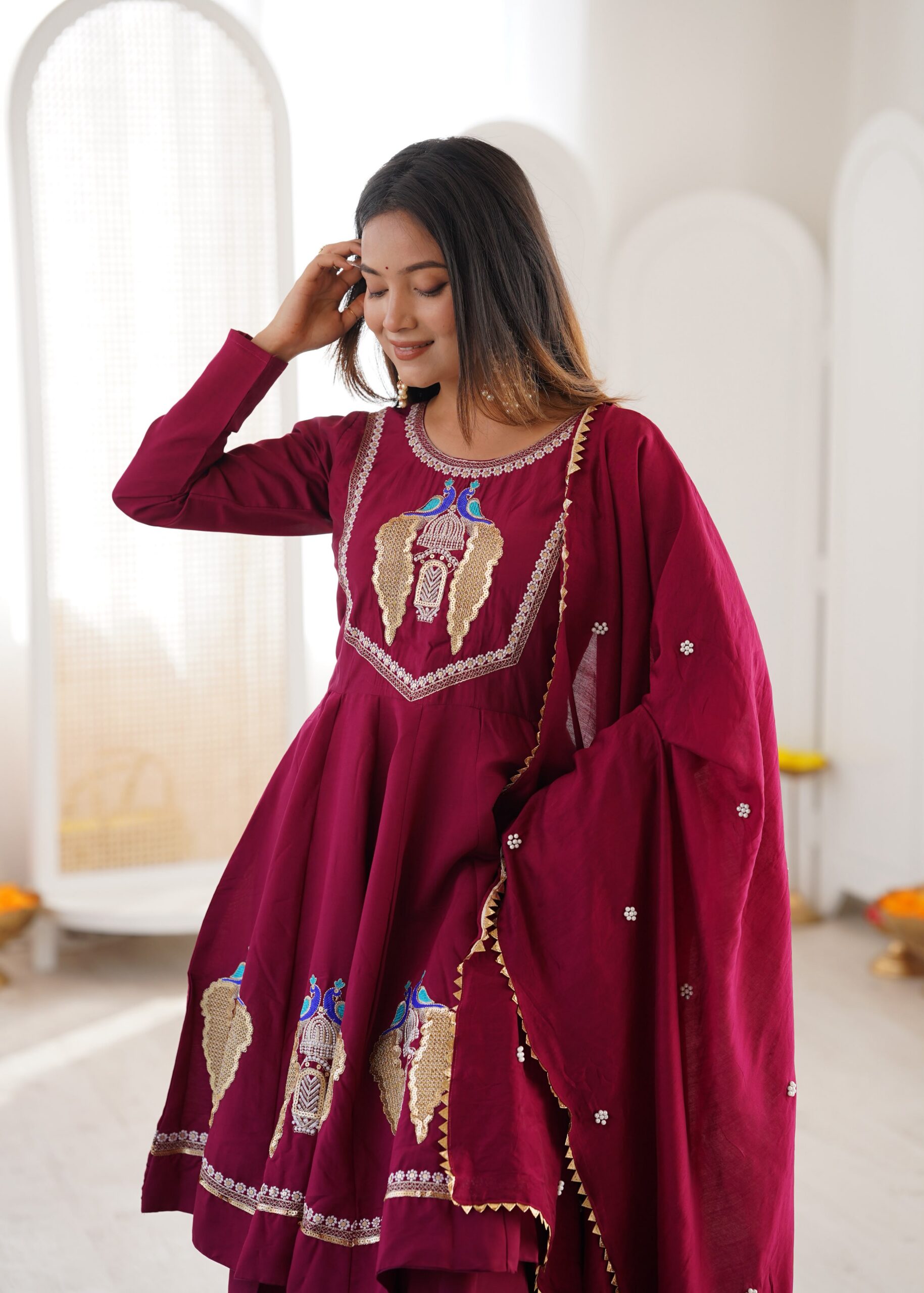 NSR 916 Maroon Roman Silk Salwar Suit with Sequins Work & Embroidery Work. Available at ₹2399 only. Delivery 4-6 Working Days. Shop now. | Jump Suits, Straight Suits, Casual Suits, Creative suits, Designer Suits, Palazzo Suits, Party Wear Suits, Patiala Suits, Salwar suit
