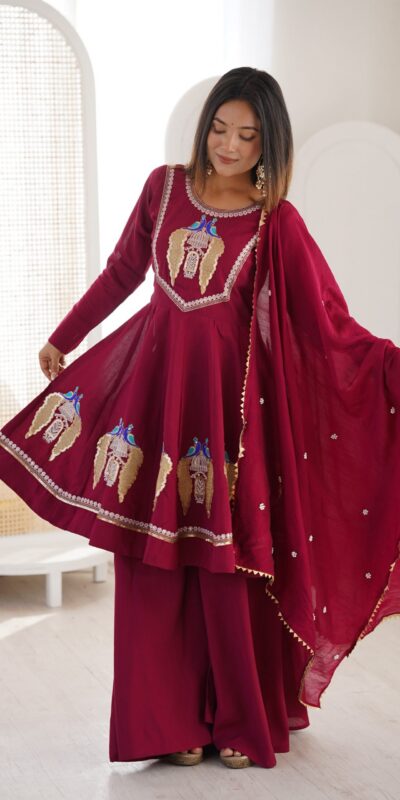 NSR 916 Maroon Roman Silk Salwar Suit with Sequins Work & Embroidery Work. Available at ₹2399 only. Delivery 4-6 Working Days. Shop now. | Jump Suits, Straight Suits, Casual Suits, Creative suits, Designer Suits, Palazzo Suits, Party Wear Suits, Patiala Suits, Salwar suit