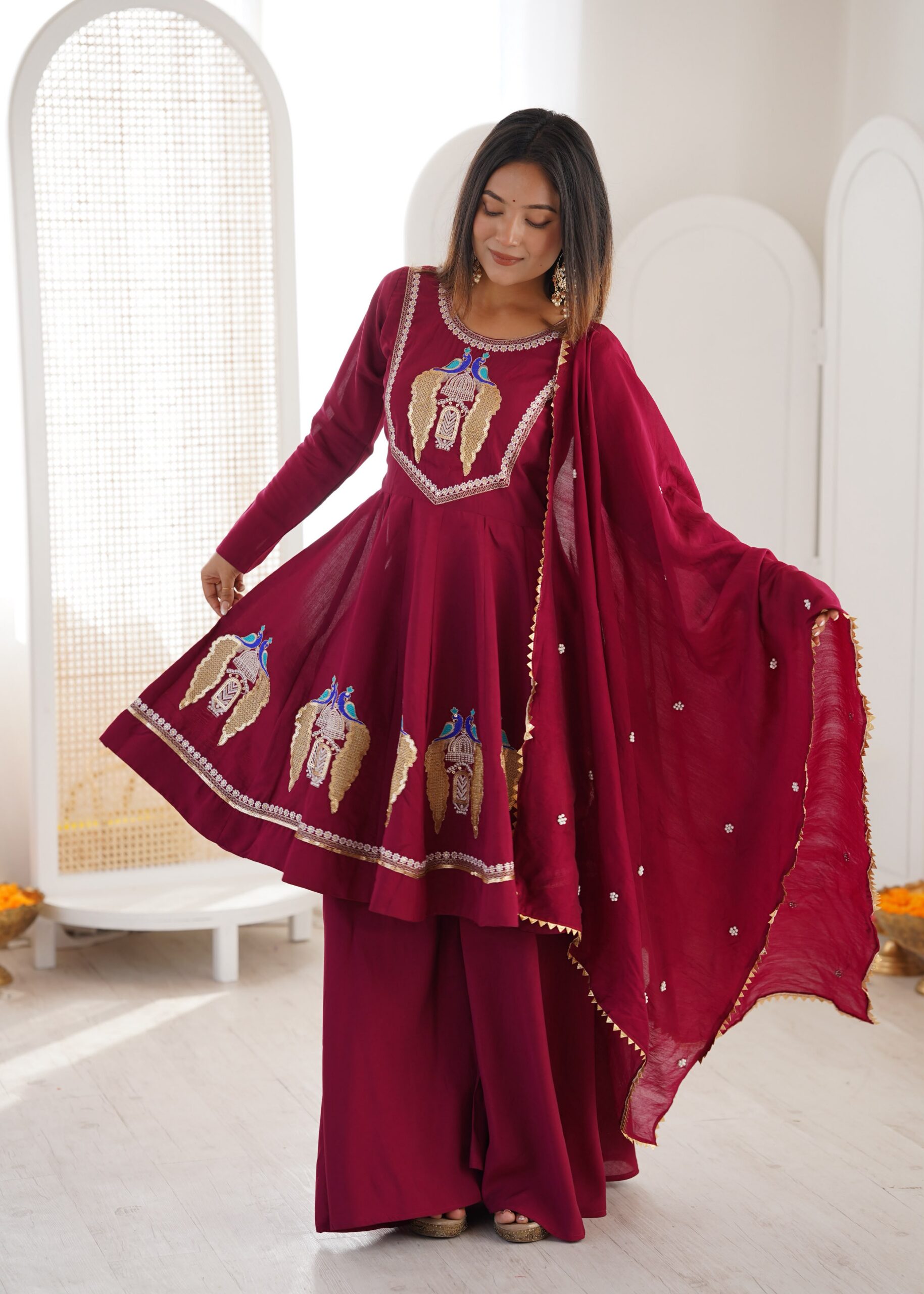 NSR 916 Maroon Roman Silk Salwar Suit with Sequins Work & Embroidery Work. Available at ₹2399 only. Delivery 4-6 Working Days. Shop now. | Jump Suits, Straight Suits, Casual Suits, Creative suits, Designer Suits, Palazzo Suits, Party Wear Suits, Patiala Suits, Salwar suit