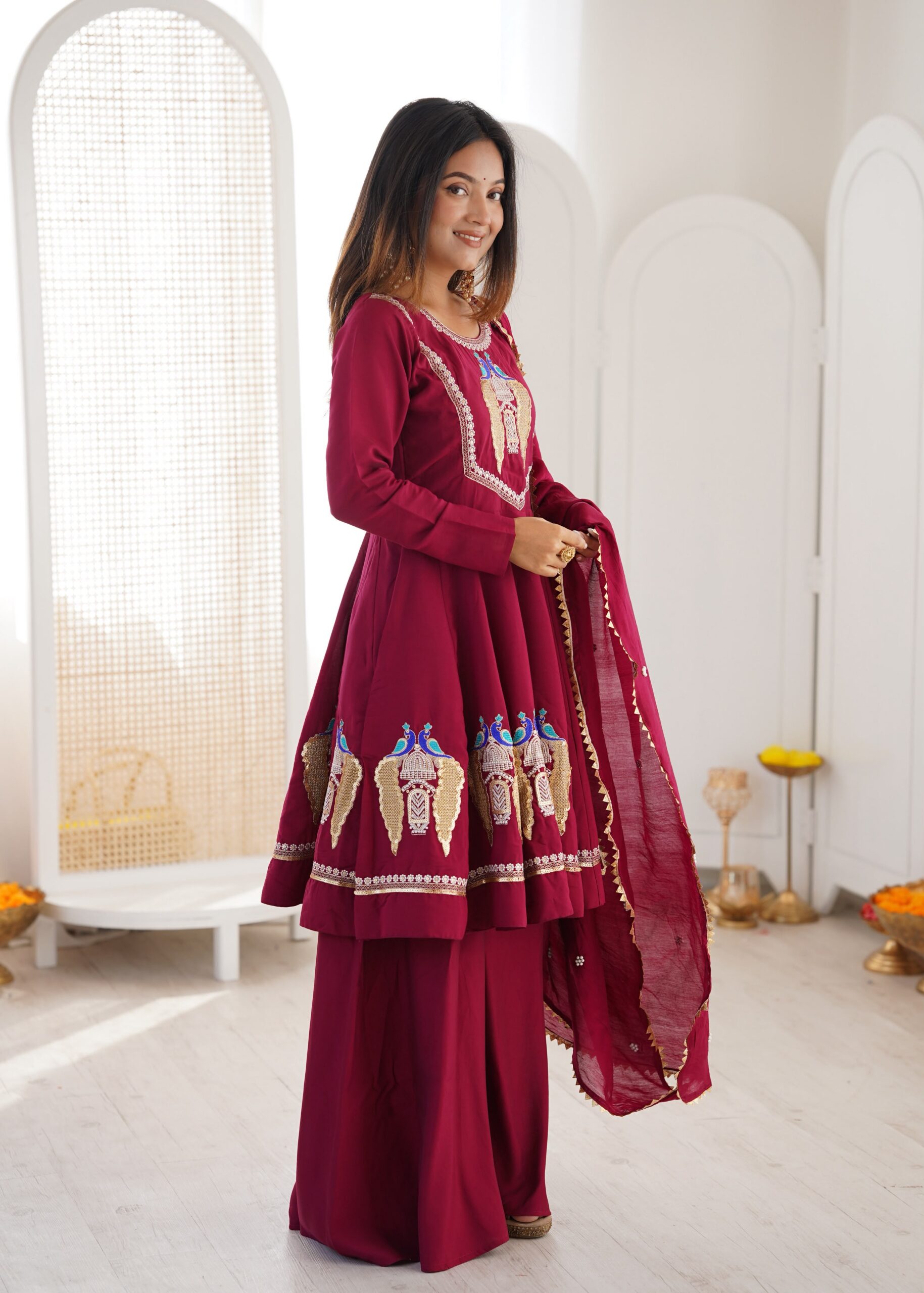 NSR 916 Maroon Roman Silk Salwar Suit with Sequins Work & Embroidery Work. Available at ₹2399 only. Delivery 4-6 Working Days. Shop now. | Jump Suits, Straight Suits, Casual Suits, Creative suits, Designer Suits, Palazzo Suits, Party Wear Suits, Patiala Suits, Salwar suit