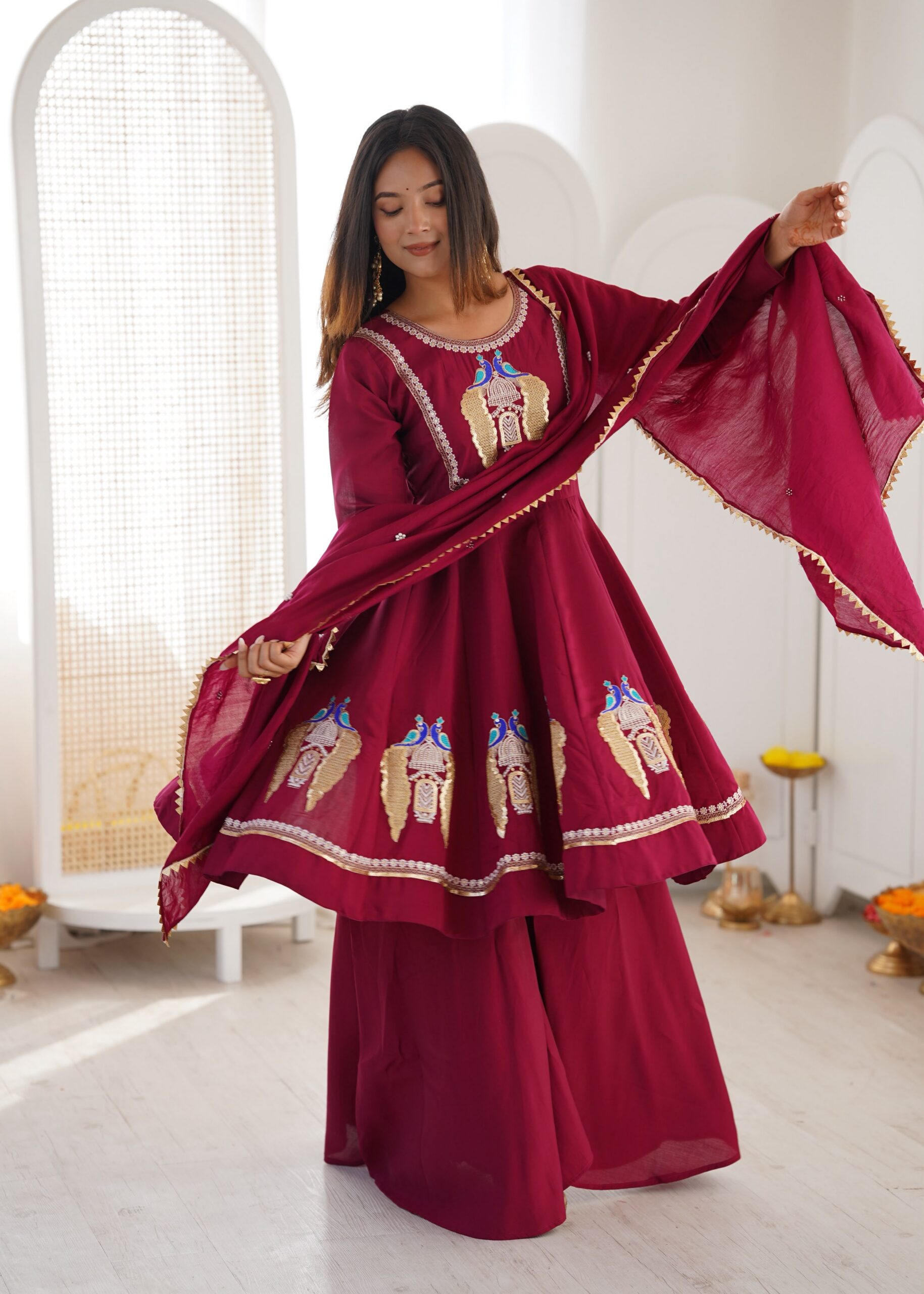 NSR 916 Maroon Roman Silk Salwar Suit with Sequins Work & Embroidery Work. Available at ₹2399 only. Delivery 4-6 Working Days. Shop now. | Jump Suits, Straight Suits, Casual Suits, Creative suits, Designer Suits, Palazzo Suits, Party Wear Suits, Patiala Suits, Salwar suit