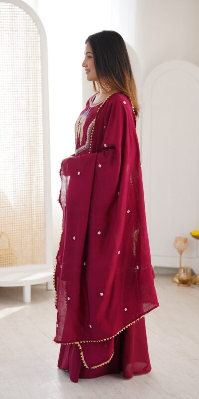 NSR 916 Maroon Roman Silk Salwar Suit with Sequins Work & Embroidery Work. Available at ₹2399 only. Delivery 4-6 Working Days. Shop now. | Jump Suits, Straight Suits, Casual Suits, Creative suits, Designer Suits, Palazzo Suits, Party Wear Suits, Patiala Suits, Salwar suit