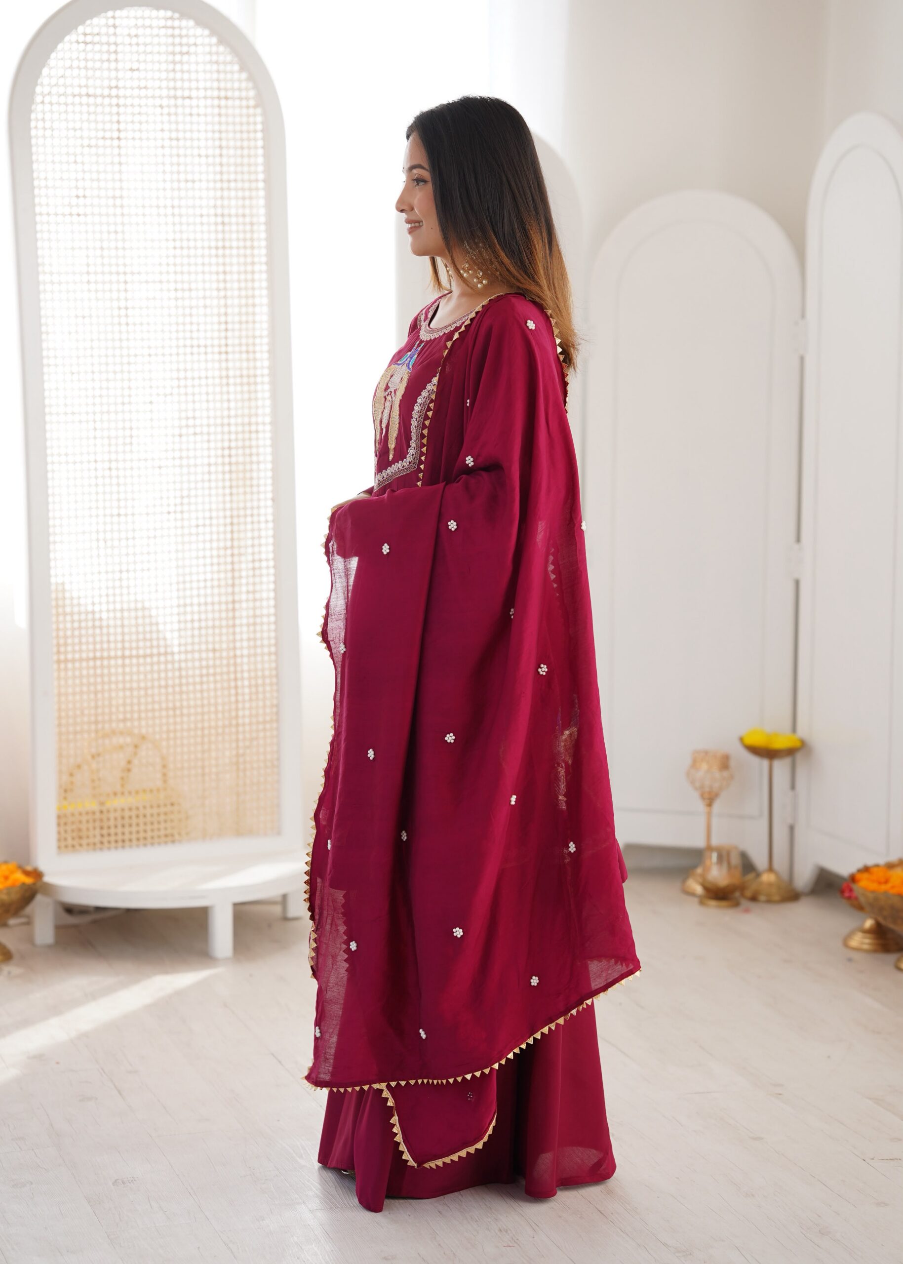 NSR 916 Maroon Roman Silk Salwar Suit with Sequins Work & Embroidery Work. Available at ₹2399 only. Delivery 4-6 Working Days. Shop now. | Jump Suits, Straight Suits, Casual Suits, Creative suits, Designer Suits, Palazzo Suits, Party Wear Suits, Patiala Suits, Salwar suit
