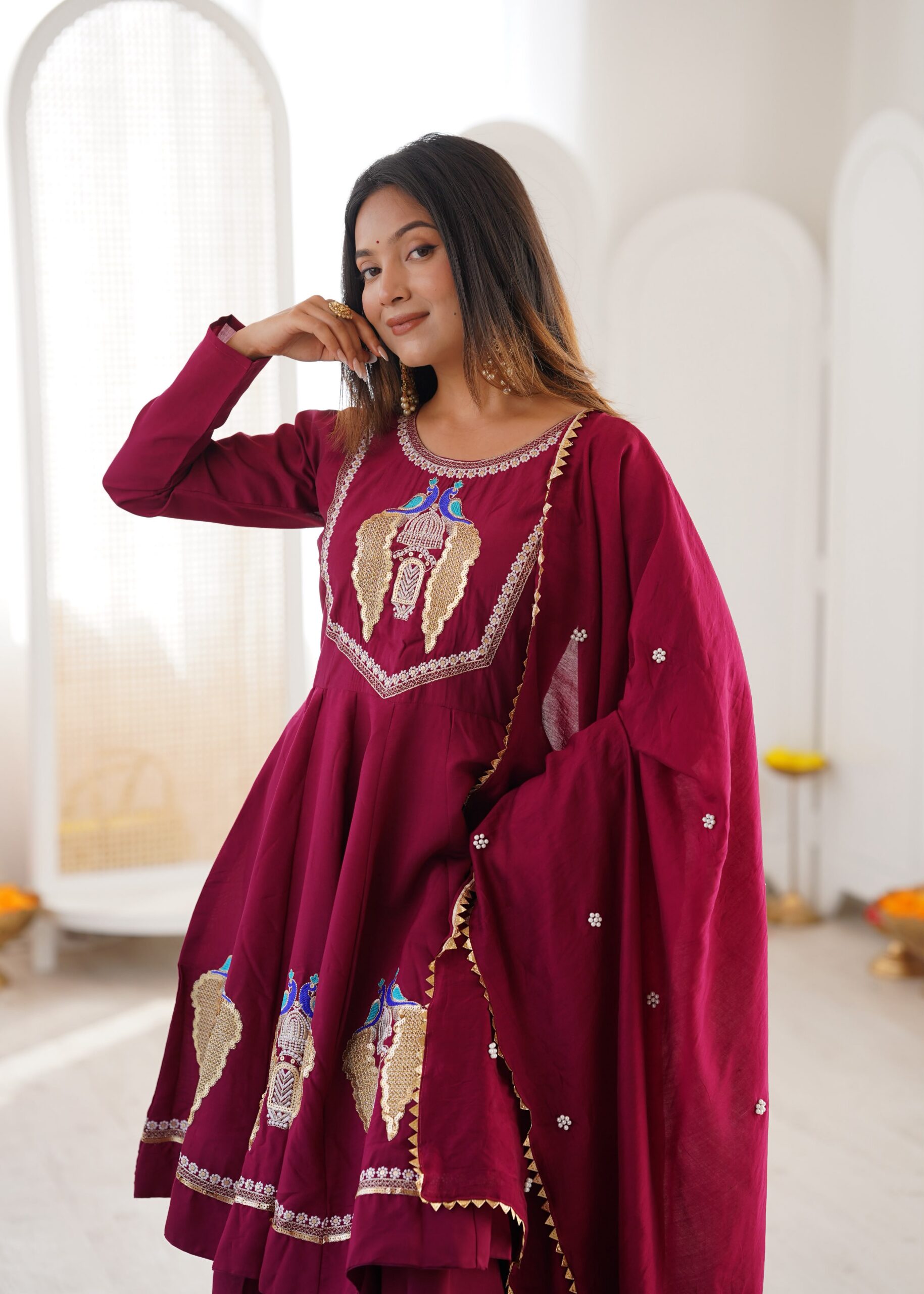 NSR 916 Maroon Roman Silk Salwar Suit with Sequins Work & Embroidery Work. Available at ₹2399 only. Delivery 4-6 Working Days. Shop now. | Jump Suits, Straight Suits, Casual Suits, Creative suits, Designer Suits, Palazzo Suits, Party Wear Suits, Patiala Suits, Salwar suit