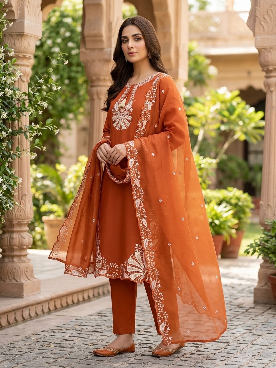 BE 502 Orange Roman Silk Salwar Suit with Sequins Work & Embroidery Work. Available at ₹2199 only. Delivery 4-6 Working Days. Shop now. | Jump Suits, Straight Suits, Casual Suits, Creative suits, Designer Suits, Palazzo Suits, Party Wear Suits, Patiala Suits, Salwar suit