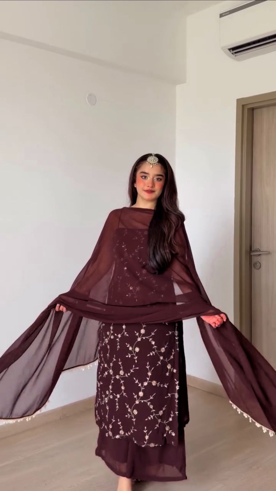 RTC 6067 Brown Faux Georgette Salwar Suit with Mirror Work & Embroidery Work. Get it for ₹2049. Delivery 4-6 Working Days. Shop now. | Jump Suits, Straight Suits, Casual Suits, Creative suits, Designer Suits, Palazzo Suits, Party Wear Suits, Patiala Suits, Salwar suit