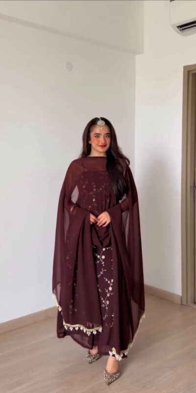 RTC 6067 Brown Faux Georgette Salwar Suit with Mirror Work & Embroidery Work. Get it for ₹2049. Delivery 4-6 Working Days. Shop now. | Jump Suits, Straight Suits, Casual Suits, Creative suits, Designer Suits, Palazzo Suits, Party Wear Suits, Patiala Suits, Salwar suit
