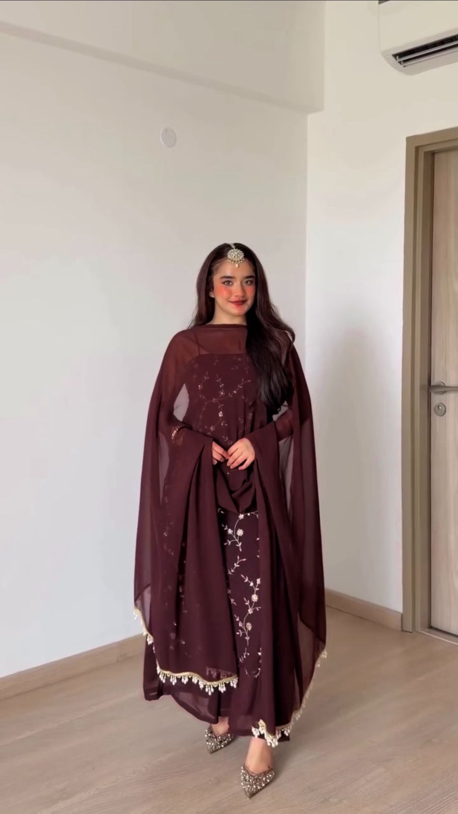 RTC 6067 Brown Faux Georgette Salwar Suit with Mirror Work & Embroidery Work. Get it for ₹2049. Delivery 4-6 Working Days. Shop now. | Jump Suits, Straight Suits, Casual Suits, Creative suits, Designer Suits, Palazzo Suits, Party Wear Suits, Patiala Suits, Salwar suit