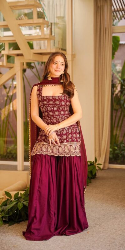 ST 1192 Maroon Faux Georgette Salwar Suit with Embroidery Work. Available at ₹2349 only. Delivery 4-6 Working Days. Shop now. | Jump Suits, Straight Suits, Tops & Bottoms, Track Suits, Trendy Wear, Casual Suits, Creative suits, Designer Suits, Palazzo Suits, Party Wear Suits, Patiala Suits, Salwar suit
