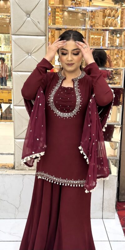 KD 1646 Maroon Georgette Salwar Suit with Mirror Work & Embroidery Work. Get it for ₹2149. Delivery 4-6 Working Days. Shop now. | Jump Suits, Straight Suits, Casual Suits, Creative suits, Designer Suits, Palazzo Suits, Party Wear Suits, Patiala Suits, Salwar suit