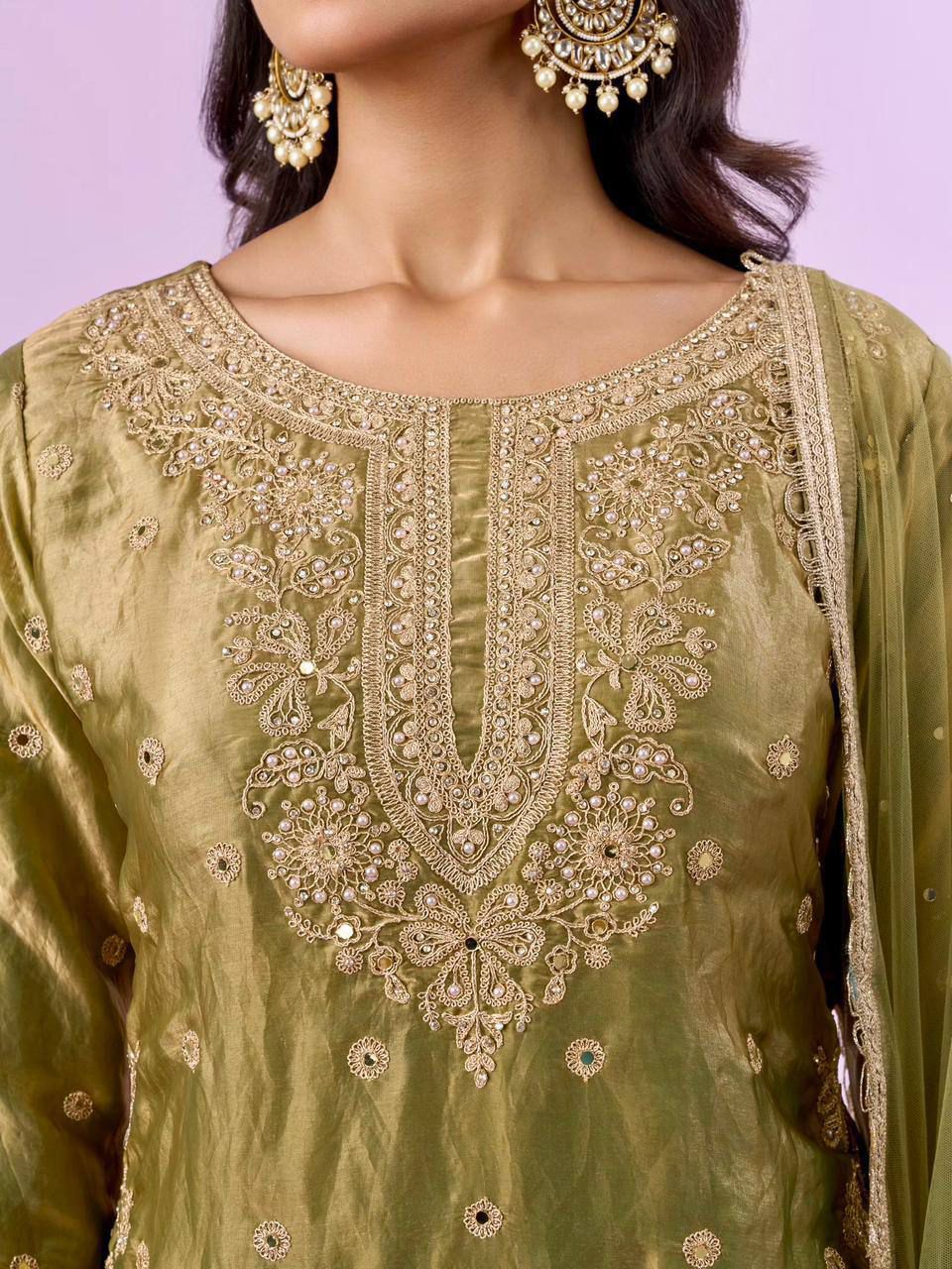 ZD 10016 Mehandi Fendy Silk Salwar Suitwith Embroidery Work & Lace Work. Now at just ₹2399. Delivery 4-6 Working Days. Shop now. | Jump Suits, Straight Suits, Casual Suits, Creative suits, Designer Suits, Palazzo Suits, Party Wear Suits, Patiala Suits, Salwar suit