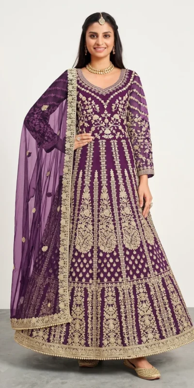 Alternative view of Super Purple Butterfly Net Sequins Work Salwar Suit