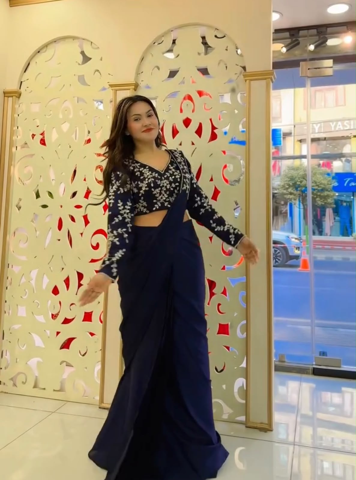 ST 1208 Navy Blue Color Faux Georgette Embroidery Sequins Work Saree Casual, Wedding, Festive, Events . Expected Delivery 4-6 Working Days @2099/- only | Bollywood Sarees, Creative Sarees, Designer Sarees, Embroidered Sarees, Ethnic Saree, Modern Digital sarees, Party Wear Sarees, Sarees