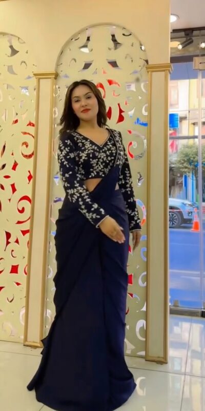 ST 1208 Navy Blue Color Faux Georgette Embroidery Sequins Work Saree Casual, Wedding, Festive, Events . Expected Delivery 4-6 Working Days @2099/- only | Bollywood Sarees, Creative Sarees, Designer Sarees, Embroidered Sarees, Ethnic Saree, Modern Digital sarees, Party Wear Sarees, Sarees