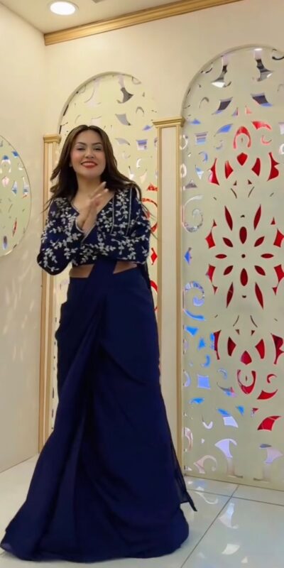 ST 1208 Navy Blue Color Faux Georgette Embroidery Sequins Work Saree Casual, Wedding, Festive, Events . Expected Delivery 4-6 Working Days @2099/- only | Bollywood Sarees, Creative Sarees, Designer Sarees, Embroidered Sarees, Ethnic Saree, Modern Digital sarees, Party Wear Sarees, Sarees