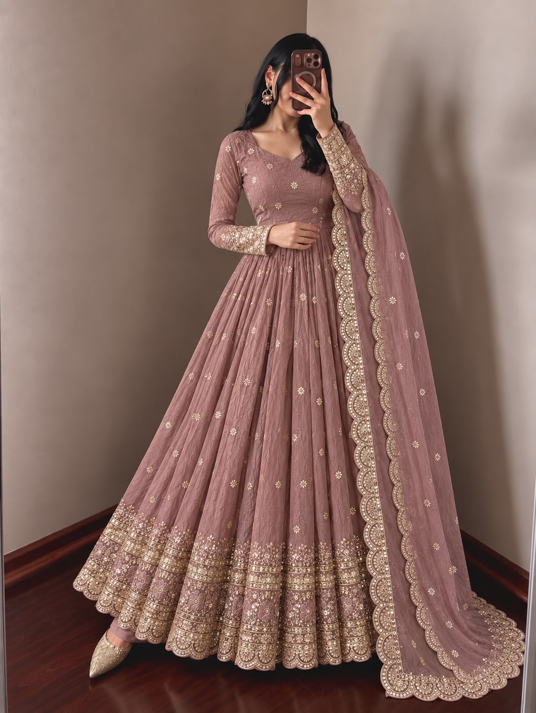 JF 059 Onion Fendy Silk Gown with Embroidery Work & Sequins Work. Special Price ₹2799. Delivery 4-6 Working Days. Shop now. | Bollywood Gowns, Creative Gowns, Designer Gowns, Embroidered Gowns, Gowns, Party Wear Gowns