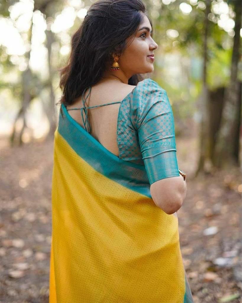 KP 5019 Yellow Soft Lichi Jacquard Work Saree for Wedding, Party, Cultural Events, Traditional Day, Pooja . Grab it for ₹1649. Delivery 4-6 Working Day | Bollywood Sarees, Creative Sarees, Designer Sarees, Embroidered Sarees, Ethnic Saree, Modern Digital sarees, Party Wear Sarees, Sarees