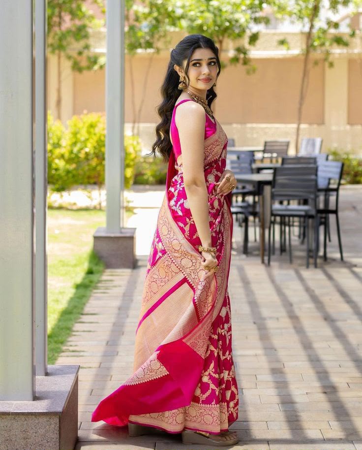 KP 6016 Pink Color Soft Lichi Silk Jacquard On All Over Saree Casual, Party Wear, Wedding, Events Etc. Expected Delivery 4-6 Working Days @1549/- | Bollywood Sarees, Creative Sarees, Designer Sarees, Embroidered Sarees, Ethnic Saree, Modern Digital sarees, Party Wear Sarees, Sarees