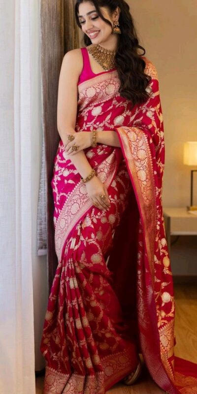 KP 6016 Pink Color Soft Lichi Silk Jacquard On All Over Saree Casual, Party Wear, Wedding, Events Etc. Expected Delivery 4-6 Working Days @1549/- | Bollywood Sarees, Creative Sarees, Designer Sarees, Embroidered Sarees, Ethnic Saree, Modern Digital sarees, Party Wear Sarees, Sarees