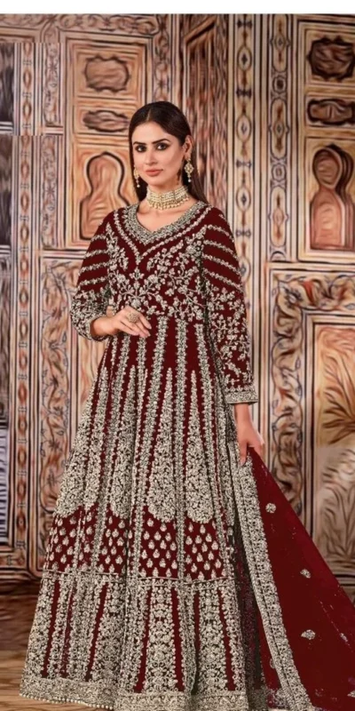 FC 2701 Maroon Sequins Work & Embroidery Work Salwar Suitin Peach Butterfly Net. Grab it for ₹3149. Delivery 4-6 Working Days. Shop now. | Jump Suits, Straight Suits, Casual Suits, Creative suits, Designer Suits, Palazzo Suits, Party Wear Suits, Patiala Suits, Salwar suit