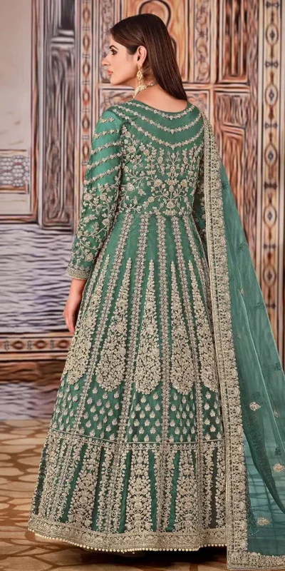 FC 2701 Sea Green Sequins Work & Embroidery Work Salwar Suitin Peach Butterfly Net. Grab it for ₹3149. Delivery 4-6 Working Days. Shop now. | Jump Suits, Straight Suits, Casual Suits, Creative suits, Designer Suits, Palazzo Suits, Party Wear Suits, Patiala Suits, Salwar suit