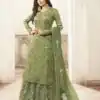 Grand look With Green Color Heavy Jacquard Silk Georgette Plazo Suit