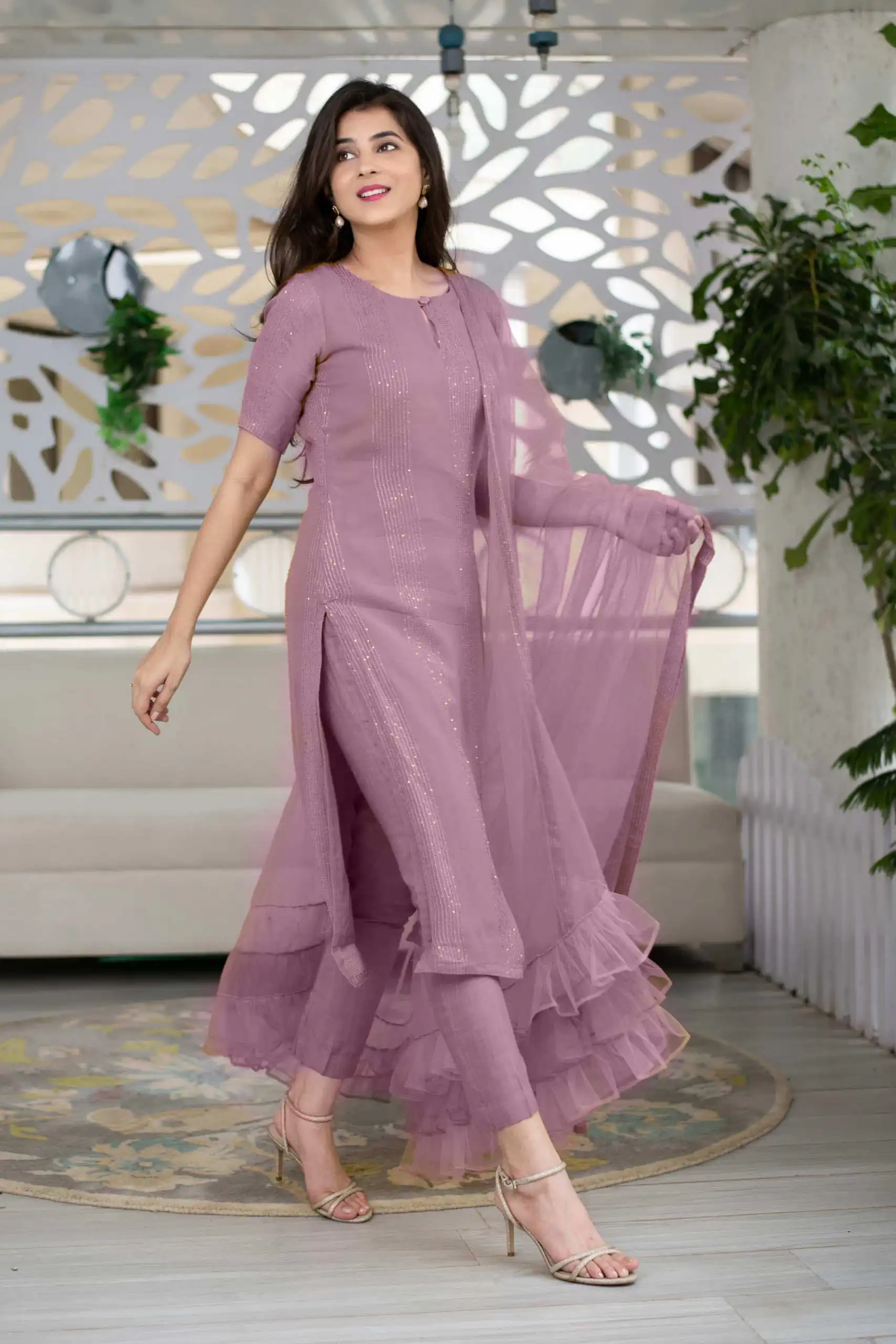 RTCKD 1040 Light Purple Top: Heavy Rayon Dupatta: Net Work: Fancy Thread Embroidery Sequence Work Party, Wedding, Festive @1649/- Only | Casual Suits, Creative suits, Designer Suits, Party Wear Suits, Salwar suit, Straight Suits