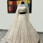 LG 433 White Lehenga : Georgette Blouse : Georgette Work : Embroidery Work Traditional Wear, Festive, Wedding, Events @1999/- | Bollywood Lehenga, Creative Lehenga, Designer Lehenga, Embroidered Lehenga, Lehenga, Party Wear Lehenga