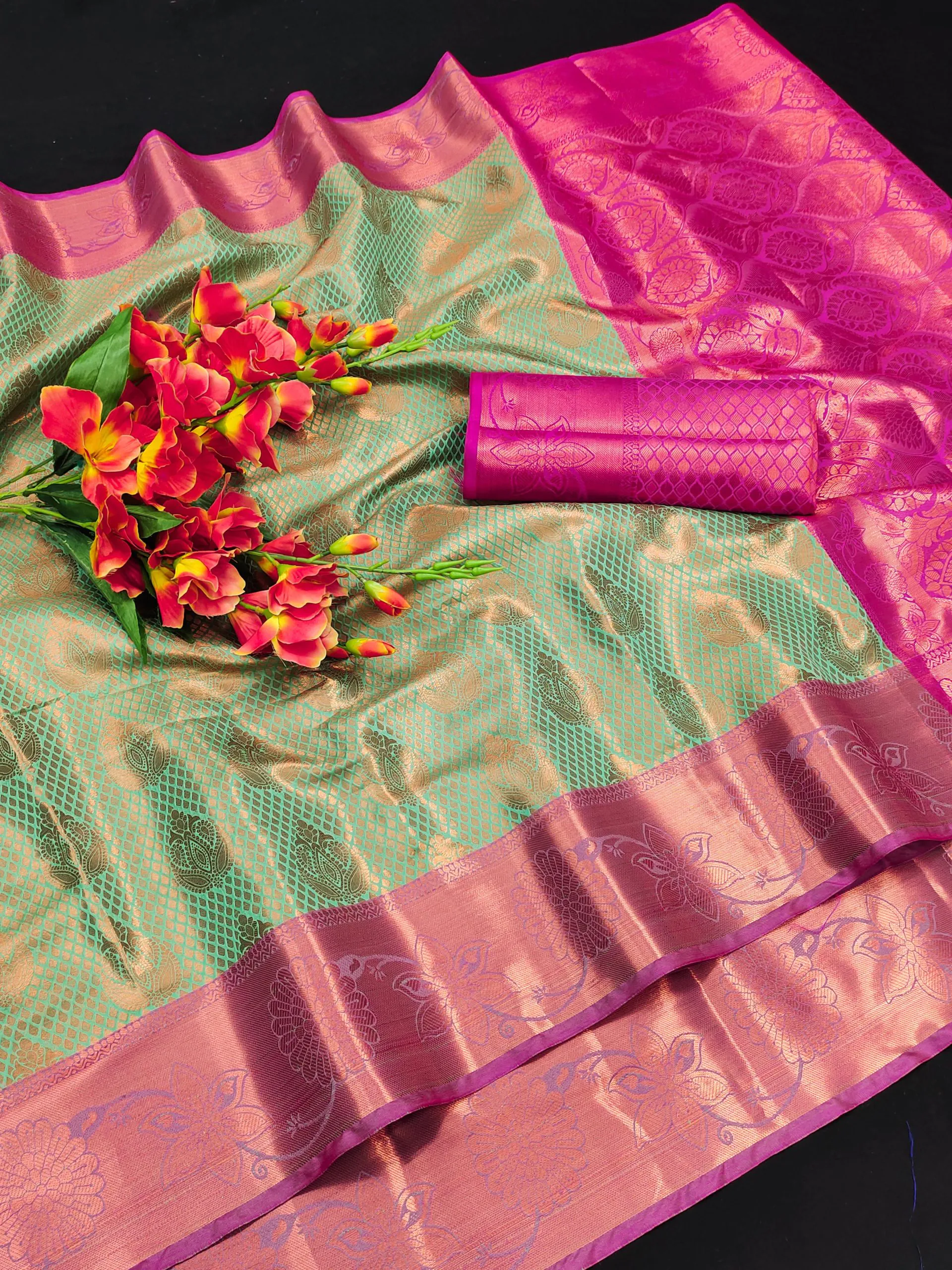 MB™3269 Green Color Lichi Silk Gold, Silver Zari Weaving Saree Casual, Party Wear Wedding, Events, Festival, Etc. Expected Delivery 4-6 Working Days @1599/- | Bollywood Sarees, Creative Sarees, Designer Sarees, Embroidered Sarees, Ethnic Saree, Modern Digital sarees, Party Wear Sarees, Sarees