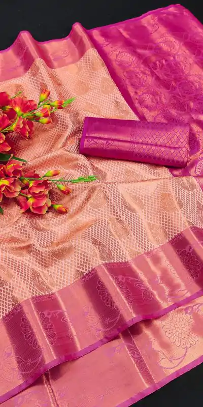 MB™3269 Pink Color Lichi Silk Gold, Silver Zari Weaving Saree Casual, Party Wear, Wedding, Events, Festival, Etc. Expected Delivery 4-6 Working Days @1599/- | Bollywood Sarees, Creative Sarees, Designer Sarees, Embroidered Sarees, Ethnic Saree, Modern Digital sarees, Party Wear Sarees, Sarees