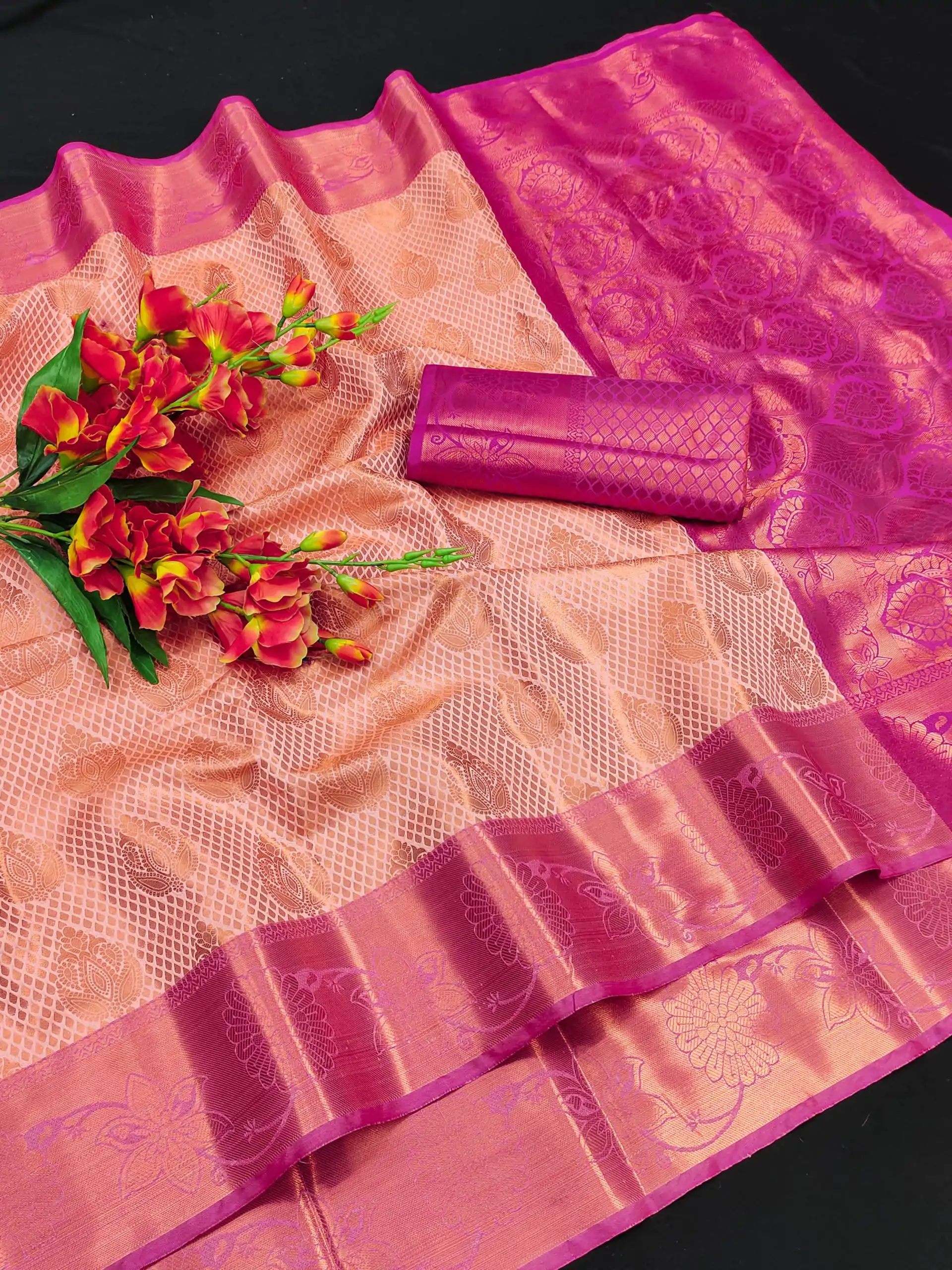 MB™3269 Pink Color Lichi Silk Gold, Silver Zari Weaving Saree Casual, Party Wear, Wedding, Events, Festival, Etc. Expected Delivery 4-6 Working Days @1599/- | Bollywood Sarees, Creative Sarees, Designer Sarees, Embroidered Sarees, Ethnic Saree, Modern Digital sarees, Party Wear Sarees, Sarees