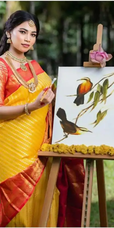 DDF-Yellow Color Soft Silk Ordinary Design Saree Rich Pallu Casual, Party Wear, Wedding, Events, Festivals Wear Etc. Expected Delivery 4-6 Working Days 1449 | Bollywood Sarees, Creative Sarees, Designer Sarees, Embroidered Sarees, Ethnic Saree, Modern Digital sarees, Party Wear Sarees, Sarees
