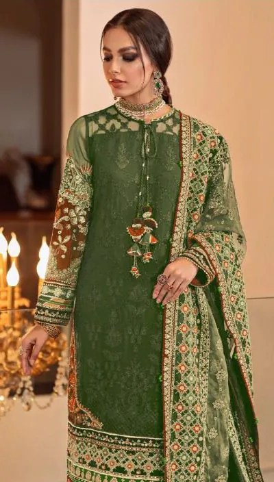 Ds 129 Stone Green Color Georgette Embroidery Stone work Sharara suit Wedding, Party, Festive, Events Etc. Expected Delivery 4-6 Working Days @2049/- | Casual Suits, Creative suits, Designer Suits, Palazzo Suits, Party Wear Suits, Salwar suit, Straight Suits