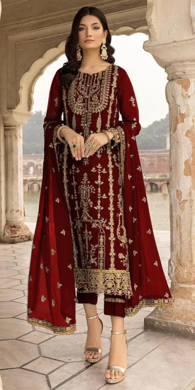DS 1012 Maroon Color Georgette Embroidered Sequence Salwar Suit Casual, Party, Wedding, Festive, Events Etc. Expected Delivery 4-6 Working Days @1799/- | Jump Suits, Casual Suits, Creative suits, Designer Suits, Palazzo Suits, Party Wear Suits, Patiala Suits, Salwar suit, Straight Suits