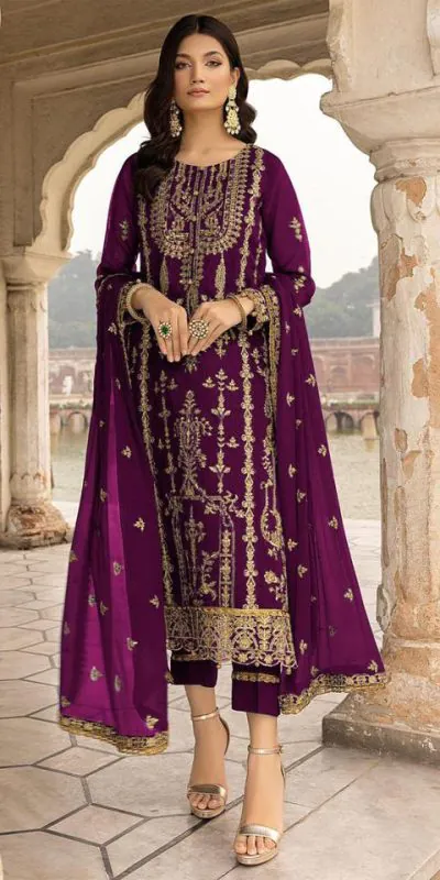 DS 1012 Purple Color Georgette Embroidered Sequence Salwar Suit Casual, Wedding, Festive, Events Etc. Expected Delivery 4-6 Working Days @1799/- | Jump Suits, Casual Suits, Creative suits, Designer Suits, Palazzo Suits, Party Wear Suits, Patiala Suits, Salwar suit, Straight Suits
