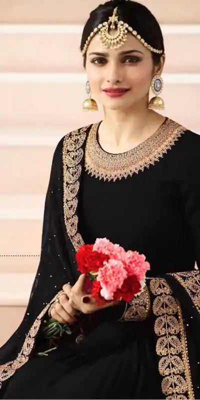 FC 7171 Black Color Georgette Silk Embroidery work Anarkali Suit Casual, Wedding, Party, Festive, Events Etc. Expected Delivery  4-6 Working Days @1999/- | Anarkali Suits, Bollywood Anarkali, Creative-Anarkali, Designer Anarkali, Embroidered Anarkali, Party Wear Anarkali