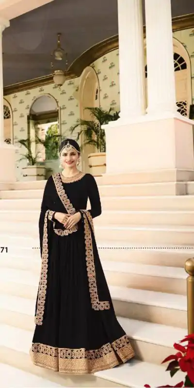 FC 7171 Black Color Georgette Silk Embroidery work Anarkali Suit Casual, Wedding, Party, Festive, Events Etc. Expected Delivery  4-6 Working Days @1999/- | Anarkali Suits, Bollywood Anarkali, Creative-Anarkali, Designer Anarkali, Embroidered Anarkali, Party Wear Anarkali